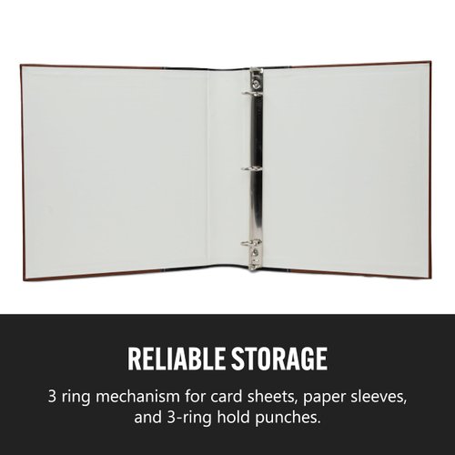 Bellagio-Italia 3 Ring Binder - 1 Inch Ring Stores up to 250 Pages - Classy Faux Leather Binder for Presentations, File Storage, and Trading Cards, Black 1-Pack (30303)