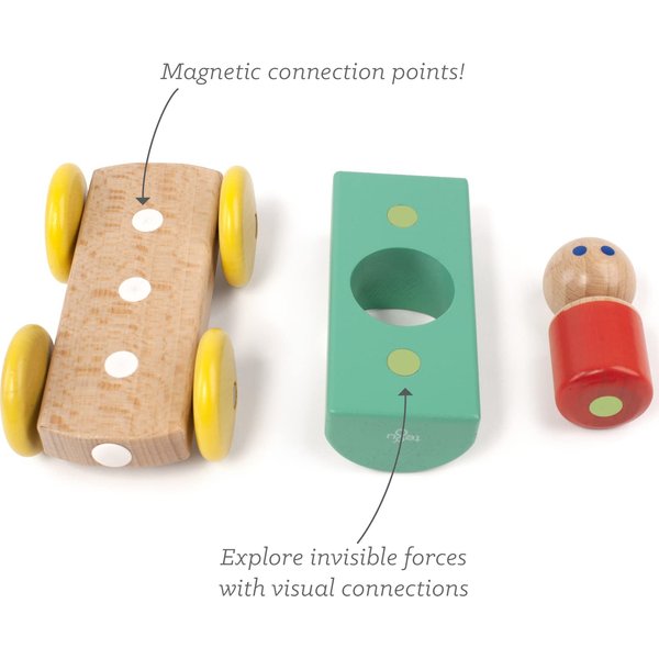 3 Piece Tegu Magnetic Racer Building Block Set, Teal Big Top