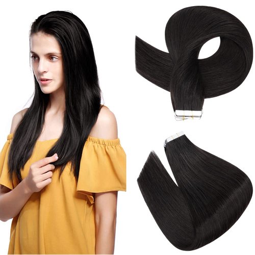 Rich Choices Tape in Hair Extensions Human Hair 40pcs 100g Balayage Natual Black 100% Remy Hair Extensions Real Human Hair Seamless Skin Weft Straight Tape in Hair Extension of 18 inch #1B