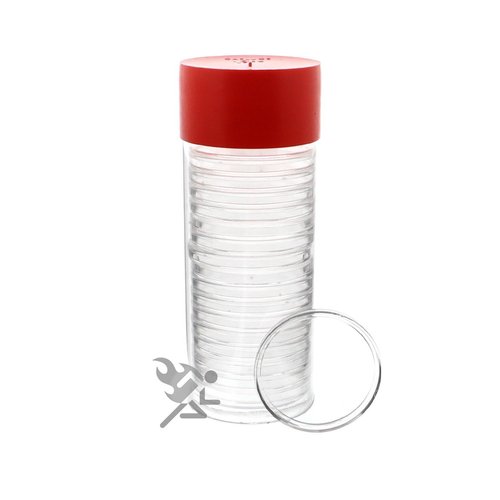 OnFireGuy Capsule Tube & 20 Air-Tite H39 Direct Fit Coin Holders for Standard Sized Casino Chips (Red Lid)