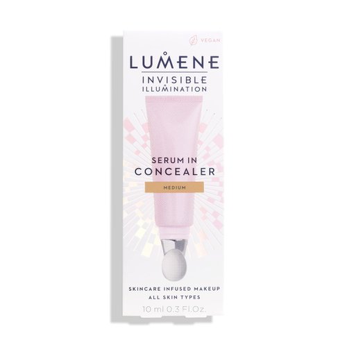 Lumene Invisible Illumination Serum in Concealer - Vitamin E Hydrating Concealer - Lightweight Color Corrector for Dark Circles - Multi-Use Makeup Hybrid - Medium (10ml)