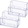 Onwon 2 Pieces Clear Business Card Holder 2 Tiers Plastic Card Stand Organizer Card Holder Display for Home Office, 120 Cards Capacity