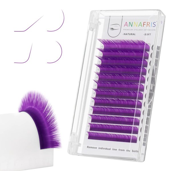 Colored Eyelash Extension Classic Purple 0.07 C Curl 8-15mm Mixed Volume Lash Extension Individual False Eye Lashes With Color By ANNAFRIS (Classic Purple,0.07 C 8-15mm Mix)