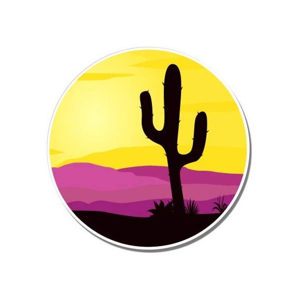 Cactus Desert Scene - 5" Vinyl Sticker - for Car Laptop I-Pad - Waterproof Decal