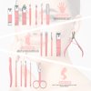 Bekit Manicure Set 18 in 1 Stainless Steel Professional Pedicure Kit Nail Scissors Grooming Kit Travel Case B01-Pink