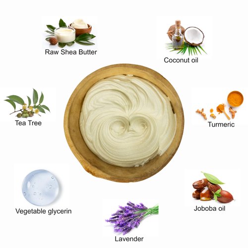 Shea Farms Body Butter Shea Body Moisturizer with Natural Essential Oils to Deeply Nourish, Protect, and Rejuvenate dry Skin - Tea Tree and Lavender 14 oz