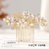 Foyte Crystal Bride Wedding Hair Comb Silver Flower Bridal Headpieces Leaf Hair Pieces Rhinestone Bridesmaid Side Combs Hair Accessories for Women and Girls (gold flower)