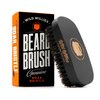 Wild Willies Natural Boar Bristle Beard Brush for Men - Professional Beard and Mustache Grooming Brush with Ergonomic Wooden Handle - Small Travel Pocket Size Beard Detangler, Smoothens, Softens