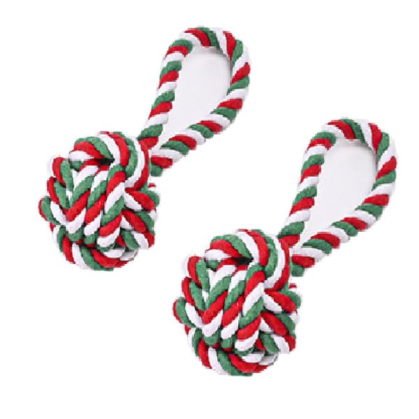 Nlmskzzy Dog Chew Toys,Dog Toys for Small Dogs and Medium Dogs for Boredom and Stimulating Teeth Cleaning Gum Massage Tug Christmas Dog Ball Rope Toy Set of 2