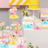 Jollyboom Ice Cream 3rd Birthday Decoration for Girls, Three is So Sweet Birthday Honeycomb Centerpiece We All Screamed for Ice Cream Double-sided Honeycomb Centerpiece for Summer 3rd Birthday Party
