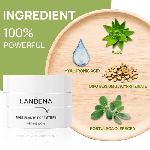 LANBENA Blackhead Remover for Face, 60 Pieces Pore Strips, Nose Plant Strips for Blackheads(1.05 Ounce), If The Cream was Curdled, Heat it Before Use