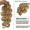Smavida Tape in Hair Extensions 22" #18 Ash Blonde to #613 Blonde Highlights Balayage Remy Human Hair 60g 20Pcs/Pack Body Wavy Seamless Skin Weft Glue in Extensions…