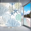 Tritard Extra Long Nautical Coastal Shower Curtain Starfish Seashell Coral Beach Themed Bath Curtain Waterproof Fabric Ocean Shower Curtains for Bathroom with 12 Hooks, 72x84, Blue