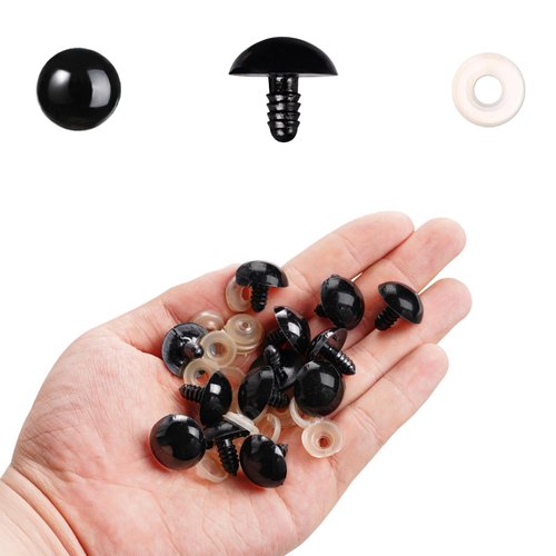MUCUNNIA 400pcs 20mm Safety Eyes for Amigurumi with Washers Plastic Black Safety Eyes for Crochet Craft Safety Eyes for DIY Halloween Decorations Crochet Stuffed Animals Crafting