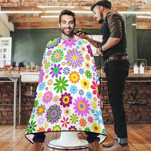 visesunny Barber Cape Colored Little Flower Polyester Hair Cutting Salon Cape Apron Anti-Static Haircut Water-Resistant Shaving Cloth Beard Shaving Bib Hairdressing Cape