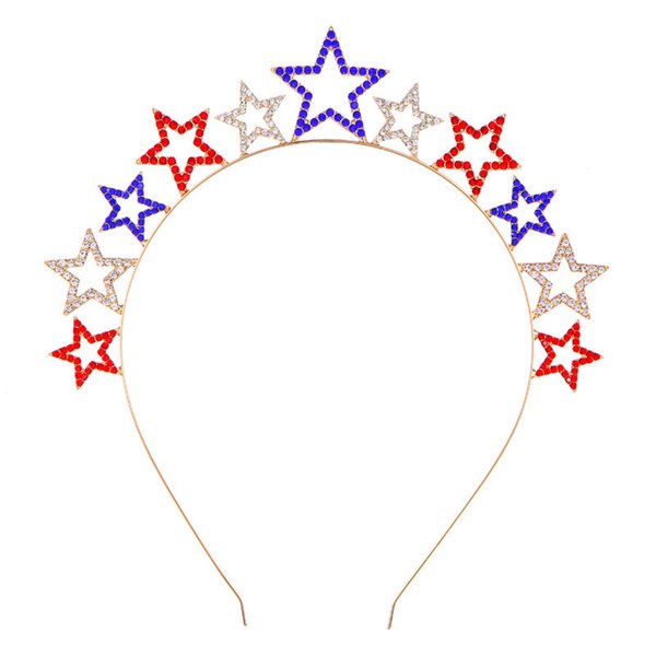 AVMBC 4th of July Headbands Patriotic Star Headband - Rhinestones Tiara Headpiece Star Crystal Hair Hoop for Women Hoilday Independence Day Party Hair Accessories Decorations