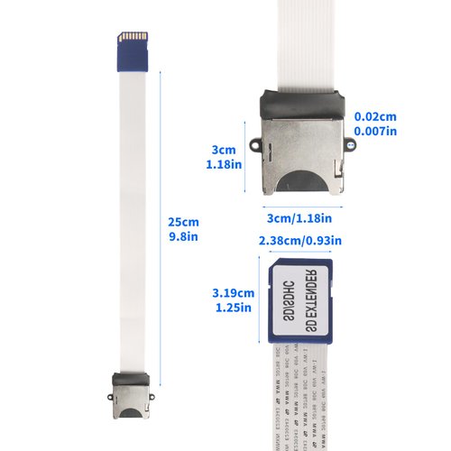 PinQiongZhe SD Card Extension Cable Adapter SD Male to Female Flexible Flat FFC Extension Cable Adapter for Car GPS, Car DVD, Large Mechanical Equipment (9.8in/25cm)