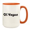 Knick Knack Gifts 0% Vegan - 15oz Ceramic Colored Handle and Inside Coffee Mug Cup, Orange
