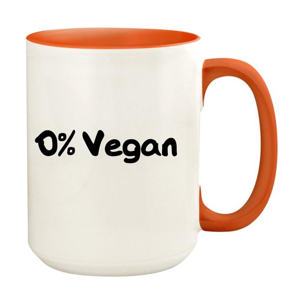 Knick Knack Gifts 0% Vegan - 15oz Ceramic Colored Handle and Inside Coffee Mug Cup, Orange
