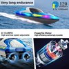 RANFLY RC Boat for Kids 8-12, 15+ MPH Fast Remote Control Boat with LED Lights, 2.4G RC Electric Boats Pool and Lakes Toys for Adults (Blue)