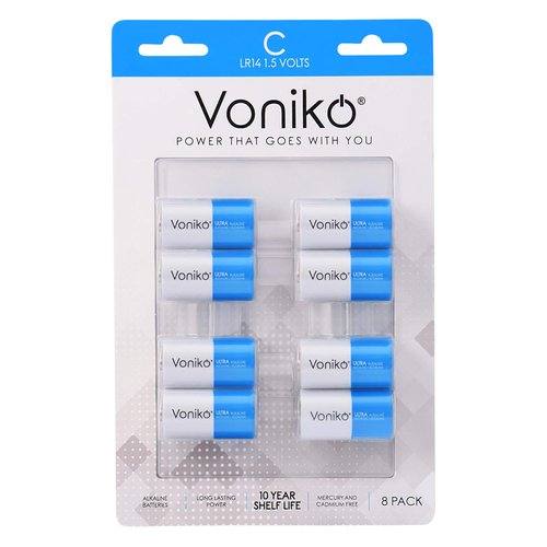 Voniko Ultra Alkaline C Batteries, C Size LR14 Batteries 8 Pack – 10-Year Shelf Life and 6-9 Times The Power as Carbon Batteries, C Cell 1.5 Volt Battery