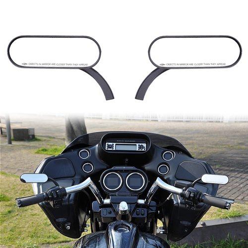 DREAMIZER Black Motorcycle Rear View Mirrors 8MM 10MM Retro Mini Oval Mirror for Softail Breakout Silm Fatboy Sportster XL883 1200 48 72 Street Glide Road King Heritage Touring Cafe Racer