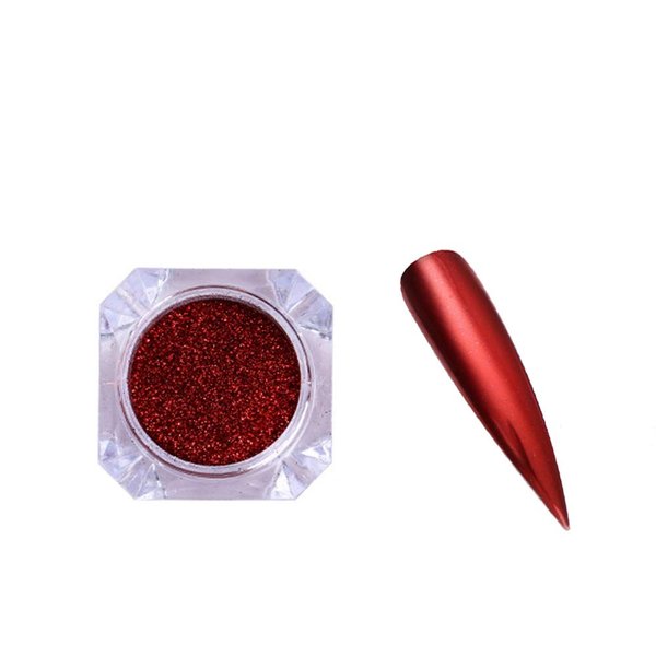 1 Box Mirror Nail Art Glitter Powder Holographic Metallic Gold Sliver Dust Sequins UV Gel Nail Chrome Pigment Decoration (Red)