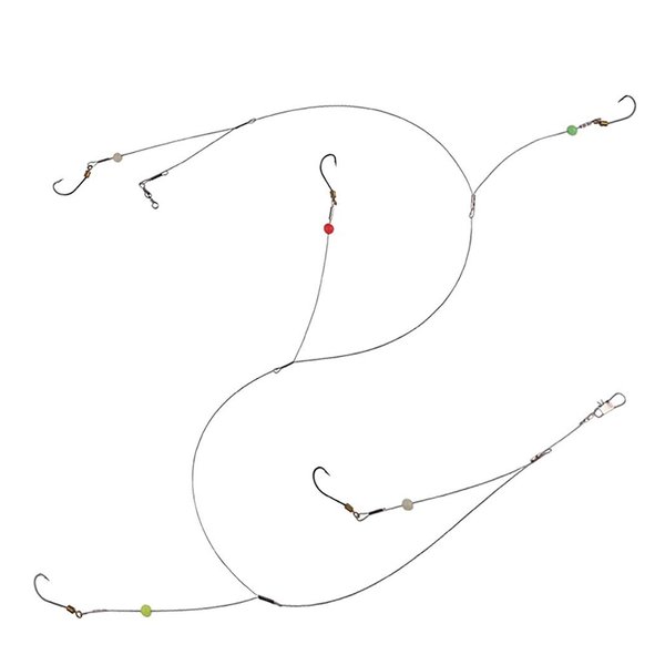 Dyxssm Fishing Hook Line Stainless Steel, Fishing Rigs Wire Leader with Rolling Swivel and Barb Hooks (Type-C: 5 Hooks rig, 8#)