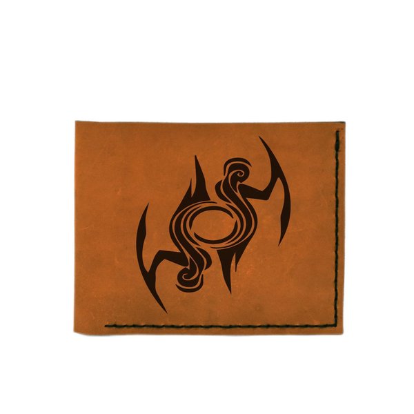 VietsWay Men's Gemini Tattoo Handmade Natural Genuine Leather Trifold Wallet MHLT_05