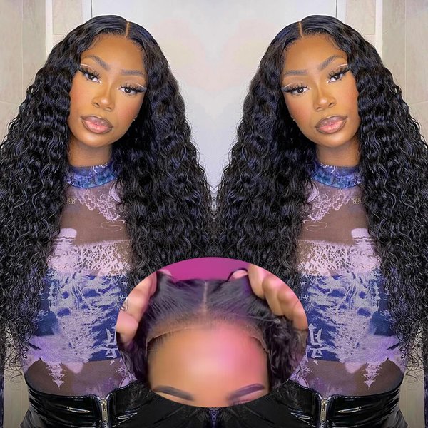 18 Inch Wear and Go Glueless Wigs Human Hair Pre Plucked Pre Cut for Beginners 13x4 Water Wave Lace Front Wigs Human Hair for Women 180% Density HD Lace Frontal Wigs Human Hair with Baby Hair