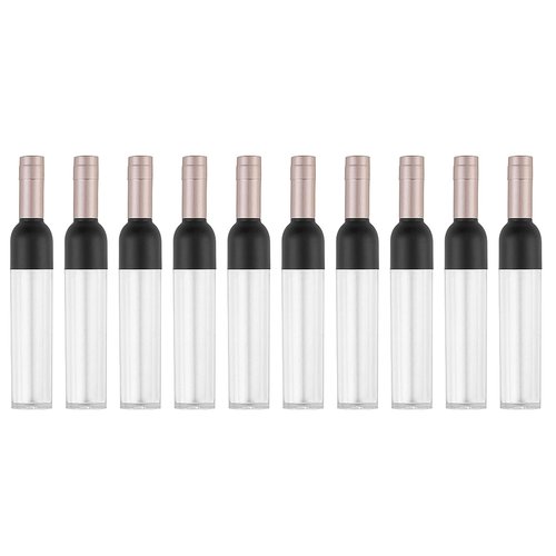 BesYouSel Empty Lip Gloss Tubes 5ml Clear Wine Shaped Lip Gloss Tube Plastic Mini Refillable Lip Oil Bottle Container Lip Glaze Tube Vials Cosmetic DIY Container Holders, Gold, Pack of 10
