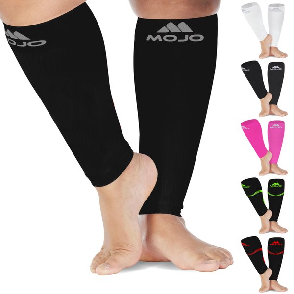 Mojo Compression Sleeve for Women and Men 20-30mmHg - Opaque Footless Compression Socks for Varicose Veins Circulation, Bariatric, Swelling - Black, Medium - A604
