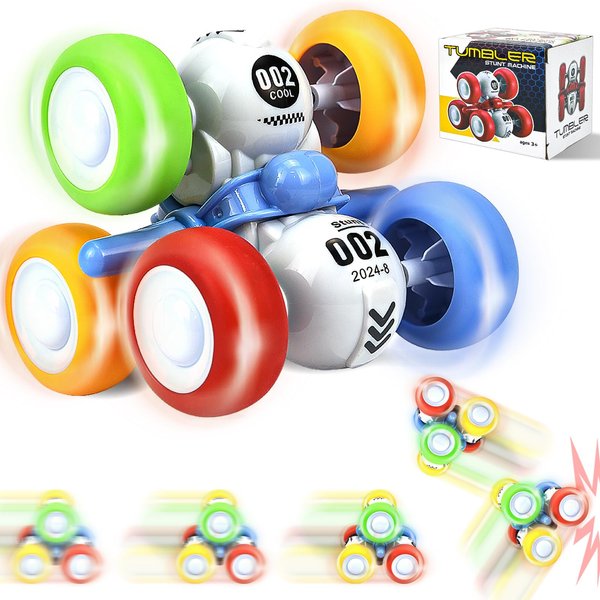 CDDZSW 6 Wheels Pull Back Cars Toys for Toddler Age 3-6,360° Rotating Stunt Car Toys 3-6 Year Old Kids，Friction Powered Car Toys，Vehicles for Toys Age 3-6 Year Old Boy Girl Birthday Present (Color)