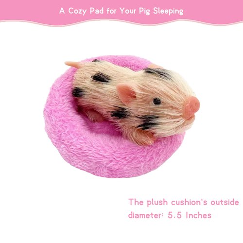 VOLOBE Silicone Piglet with Blue Portable Carrier Bag, 5 Inches Realistic Piglet with Sleeping Pad Accessories for Kids Boy Girl Christmas Birthday Gift(Ella with Bag)