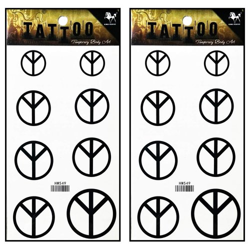 Tattoos 2 Sheets Peace symbol Temporary Tattoos for Adult Men Women Kids Waterproof Temporary Tattoo Fake Tattoos Body Art Sticker for Kid Teens Men Women