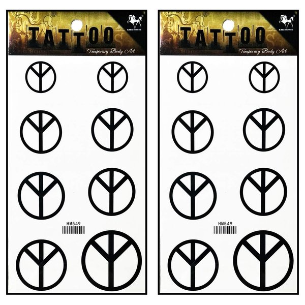 Tattoos 2 Sheets Peace symbol Temporary Tattoos for Adult Men Women Kids Waterproof Temporary Tattoo Fake Tattoos Body Art Sticker for Kid Teens Men Women