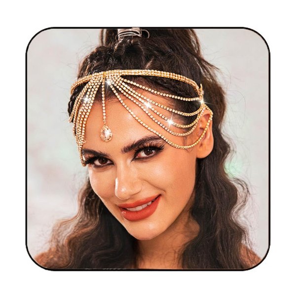 Kilshye Rhinestone Wedding Headbands Bride Crystal Bridal Hair Accessories Fancy Headpiece Jewelry for Women (Gold)