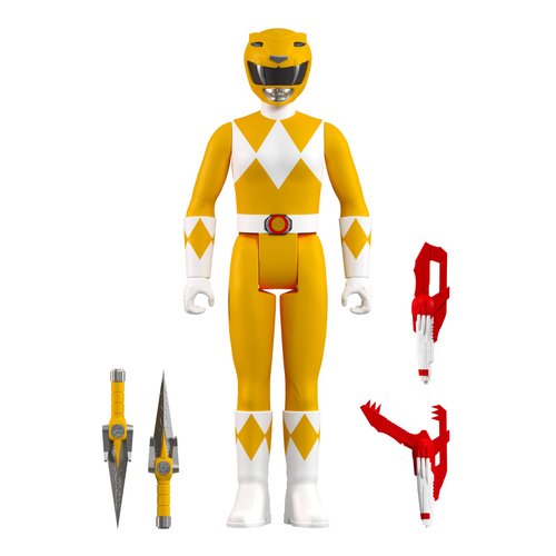 Super7 Mighty Morphin Power Rangers Yellow Ranger - 3.75" Power Rangers Action Figure with Accessories Classic TV Show Collectibles and Retro Toys