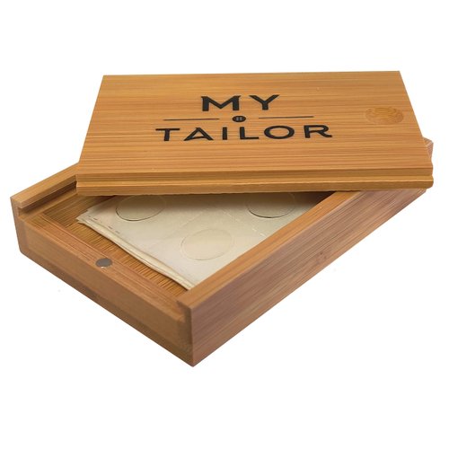 Collar Stay Stickers for Men & Women - Double Sided Tape For Fashion - Shirt, Tie & Belt Anchor - Shirt Button Repair - With Magnetic Luxury Bamboo Storage Box (66 Pack)