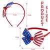 MEEDEE American Flag Bow Headband Star Stripe Bowknot Headband Big Bow Grosgrain Ribbon Hair Hoop Headband for Girls Toddlers Girls Kids Party Cosplay Costume Headwear Makeup Handmade Hair Band