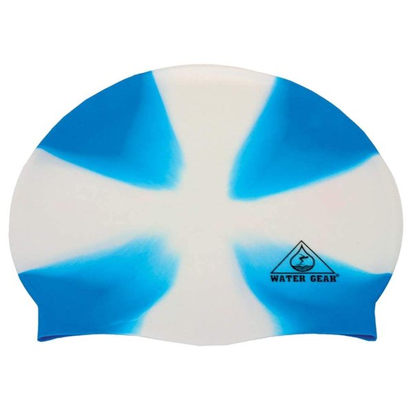 Water Gear Jazz Silicone Swim Cap - Flexible Unisex - Great for Short and Long Hair - Improve Your Performance (X-WHITE/BLUE, One Size)