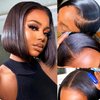 CRYSTALHAIR 12inch 13x4 HD Lace Front Wigs Human Hair Glueless Bob Wig Human Hair Pre Plucked with Baby Hair 180% Density Short Human Hair Wigs for Black Women