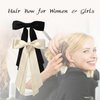 Black and Beige Hair Bows for Women - 2pcs Silky Satin Women Hair Bow Clips Ponytail Holders Hair Ribbon for Women Girls