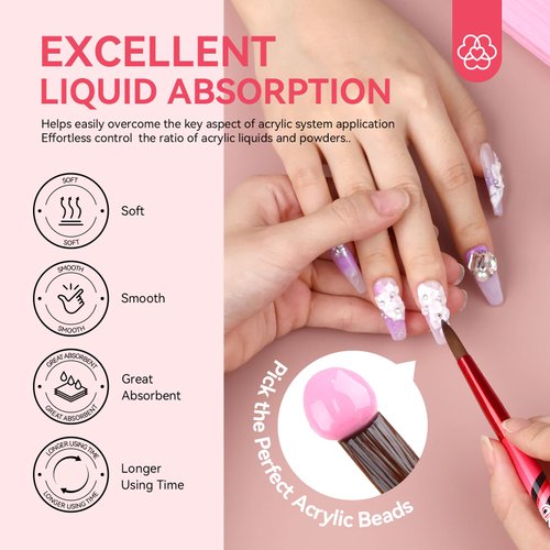 Saviland Kolinsky Acrylic Nail Brush Set: Size 8 10 14 Acrylic Brushes for Acrylic Nails Nail Brush for Acrylic Powder Application Nail Art Extension Carving Manicure Tools with Brush Holder Table Mat