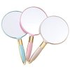 XPXKJ Handheld Mirror with Handle, for Vanity Makeup Home Salon Travel Use (Circular, Pink)
