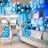 40 Inch Light Blue Number 8 and Mini Crown Balloon for 8th Birthday Party Decorations, Light Blue Birthday Party Balloons Decorations Supplies