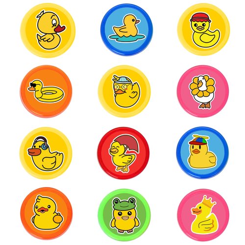 36PCS Duck Party Favors 24 Tattoos Sticker 12 Stamp Set - Ideal Rubber Duck Themed Birthday Decor Supplies Goodie Bag, Decorations Classroom Gifts, Cute Rewards for Girls, Baby Shower Prizes