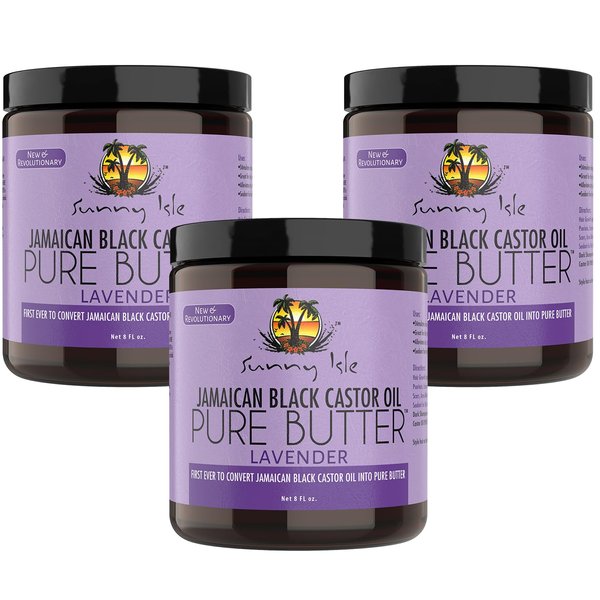 Sunny Isle Jamaican Black Castor Oil Pure Butter With Lavender 8oz (Pack of 3)