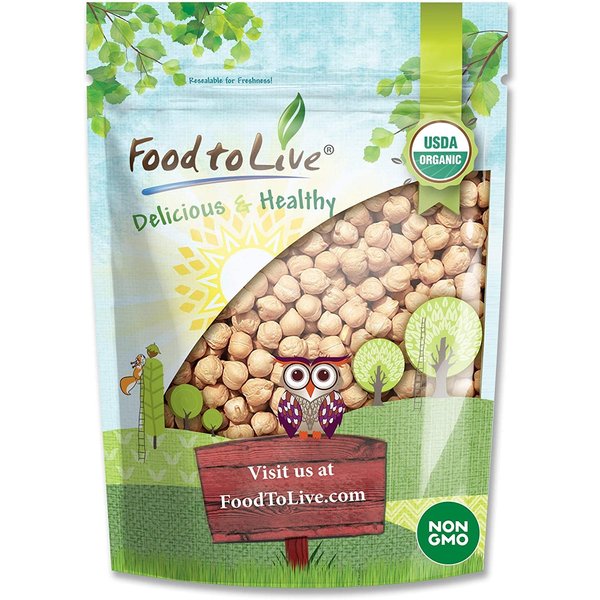 Organic Garbanzo Beans, 1 Pound – Dried Chickpeas, Non-GMO, Kosher, Raw, Sproutable, Bulk