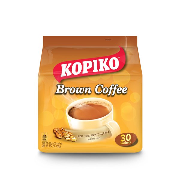Kopiko Brown Instant Coffee Mix - The Irresistibly Delicious Coffee with Brown Sugar (0.88 OZ/25gr x 30 Coffee Packets)